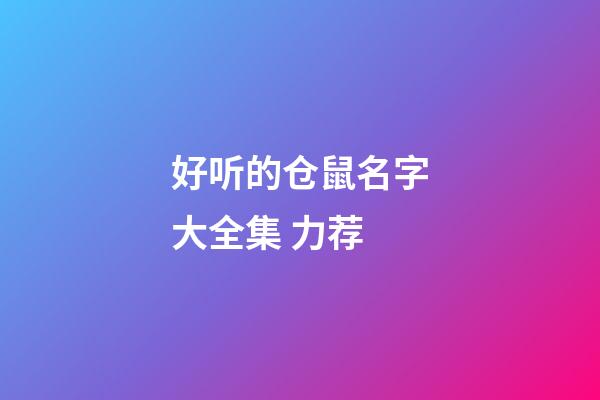 好听的仓鼠名字大全集 力荐